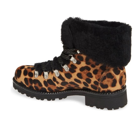 J.CREW Leopard Fur Calf Hair Nordic Hiking Boot - Picture 2 of 6
